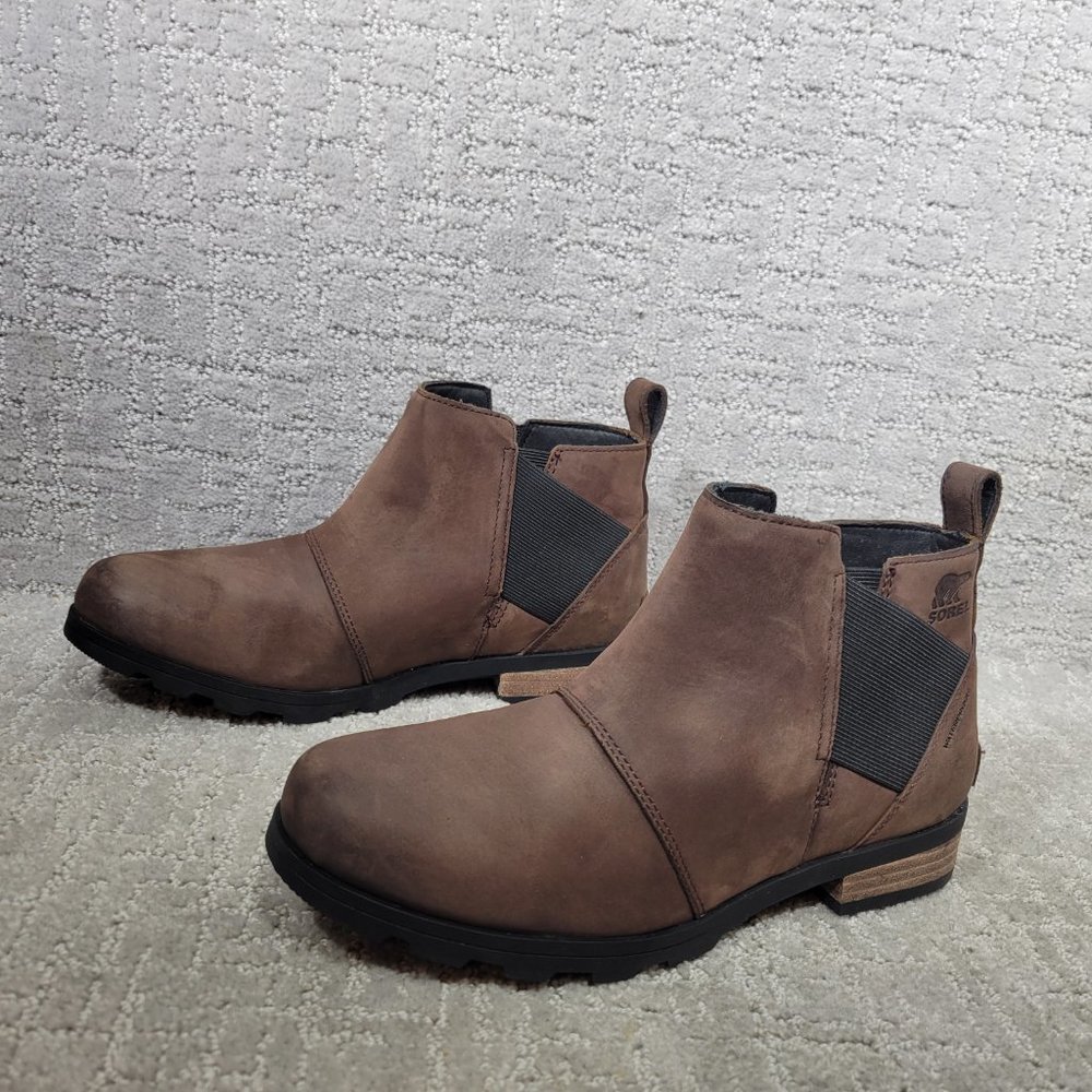 Sorel Emelie Women's Size US 9 Brown Leather Waterproof Round Toe Chelsea Boots - Picture 2 of 12